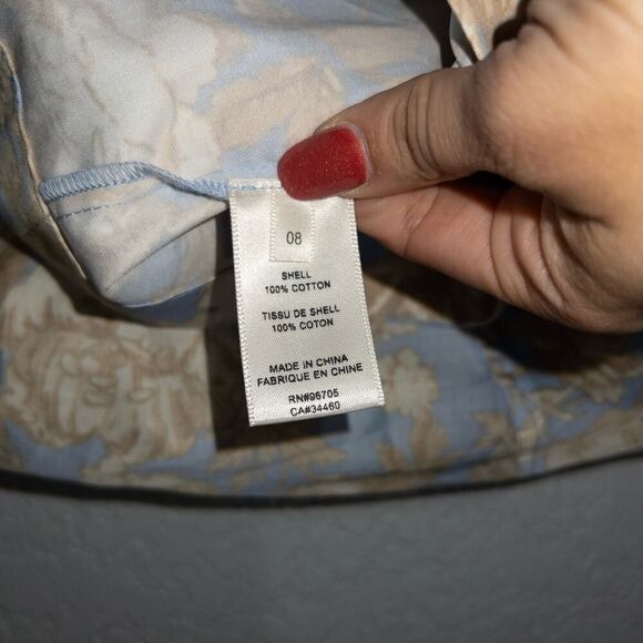 New Rebecca Taylor Blue Sky‎ Satin Leaf Floral Open Back Top Size 8 - Picture 9 of 12